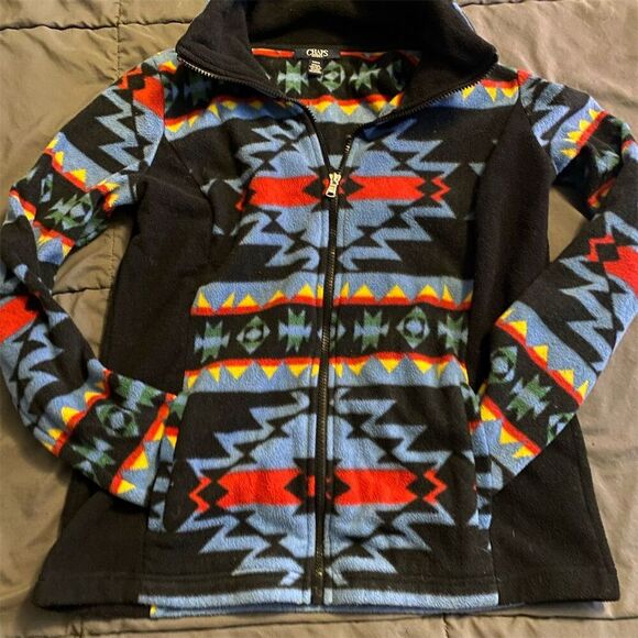 Chaps Men's Aztec Southwest Fleece Jacket Multicolor Size M Zip Up - Picture 1 of 3